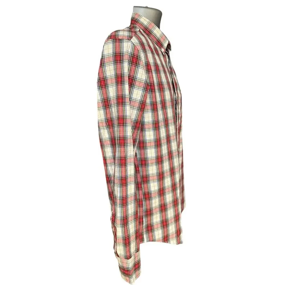 NWT J.Crew Men’s Medium Red Plaid Slim Untucked Fit Stretch Cotton Shirt